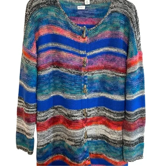 Sundance PS merino wool knit sweater cardigan horn toggle closure multi color - Picture 5 of 13